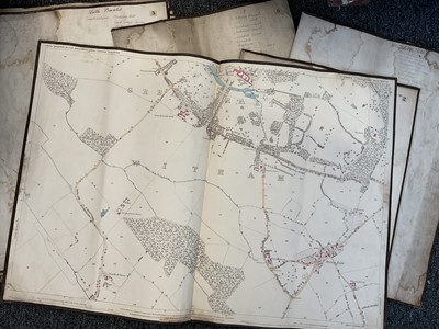 Lot 5332 - Collection of 19th century linen backed maps of local interest with hand written inscriptions to backs, with James Wyld labels