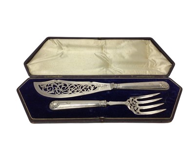 Lot 378 - Cased set of Victorian silver fish servers