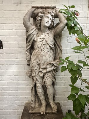 Lot 1851 - 17th century Flemish carved marble caryatid figure of a standing angel, 128cm high. A related letter and research from Christie's dated 2014 included