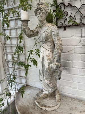 Lot 1852 - 19th century white painted composite figure of a standing lady holding a shawl, 92cm high