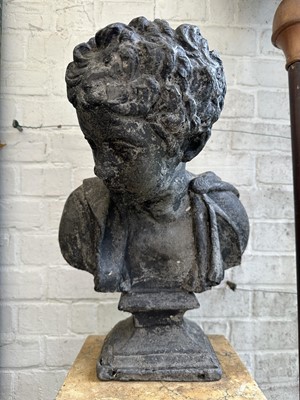Lot 1854 - 18th century lead bust, the young Marcus Aurelius, possibly the workshop of John Cheere, 45cm high. Provenance: Robin Cox Antiques, Stamford, 17th September 1992