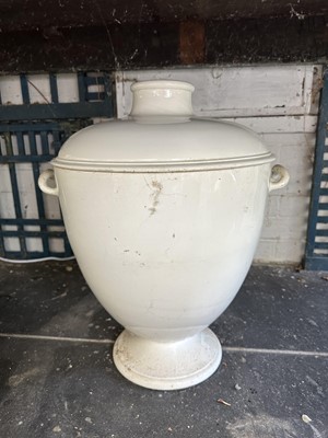 Lot 1857 - Pair of Victorian Wedgwood creamware dairy pails and covers, 49cm high