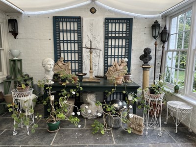 Lot 1867 - 19th century green painted table in the Chippendale taste, on reeded legs terminating on castors, 199cm wide x 105cm deep x 73.5cm high