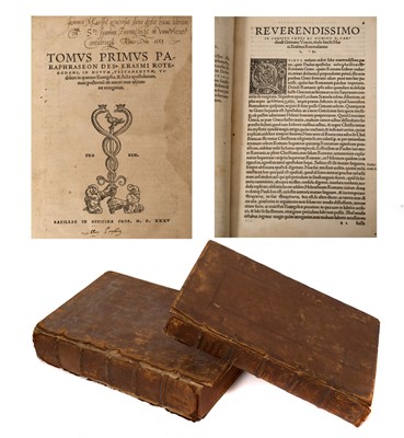 Lot 878 - Erasmus - The Paraphrases, two volumes, published Froben, 1535