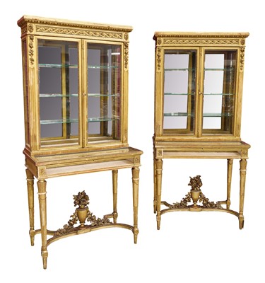 Lot 1270 - Fine pair of 19th century gilt display cabinets