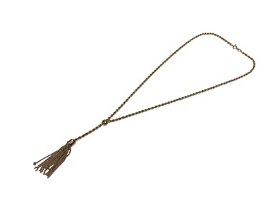 Lot 105 - 9ct gold rope twist necklace with tassel fob