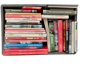 Lot Ferrari and Alfa Romeo interest books- three boxes of various model specific and other reference books, (3 boxes).