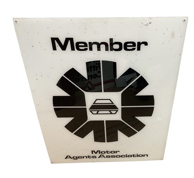 Lot Modern Perspex garage sign- 'Member Motor Agents Association', 80.5 x 65cm.