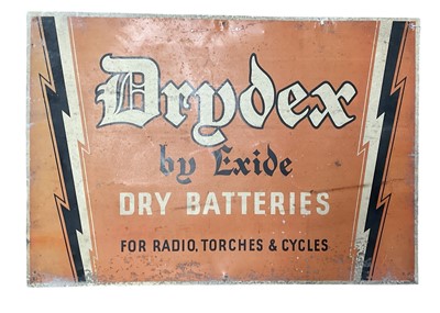 Lot Vintage Drydex Batteries aluminium sign, 62.5 x 43.5cm