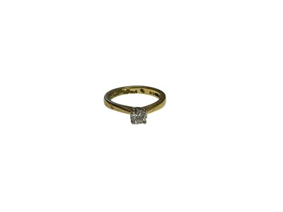 Lot 87 - Diamond single stone ring with a brilliant cut diamond estimated to weigh approximately 0.25cts in four claw setting on 18ct gold shank.