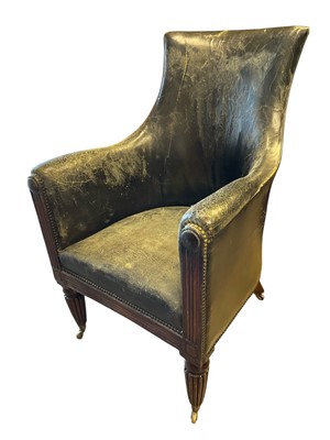 Lot 1385 - William IV mahogany and leather upholstered library chair