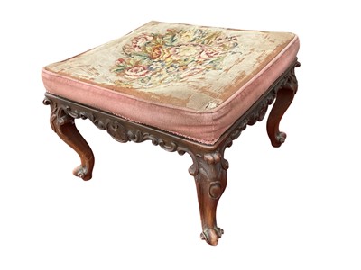 Lot 1386 - Victorian mahogany and tapestry upholstered stool