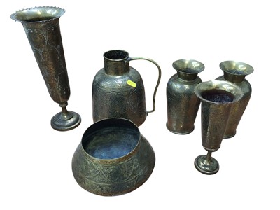 Lot 5028 - Group of Eastern brassware including Mamluk style