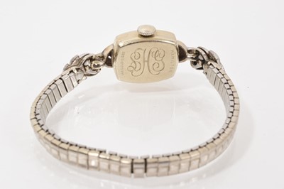 Lot 795 - American 'Lady Hamilton' 14ct white gold and diamond cocktail watch on stainless steel expandable bracelet