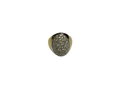 Lot 1 - 18ct gold bombé style dress ring with pavé set synthetic white stones
