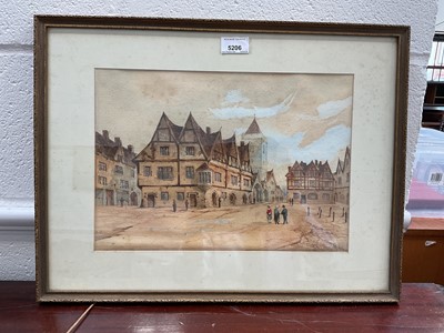 Lot 5206 - Samuel Read (1815-1881) watercolour - 'Old Houses in Dinan' Brittany, signed, inscription verso stating this was exhibited Ipswich 1883, gifted to Historian Norman Scarfe. 36cm x 25cm in glazed...