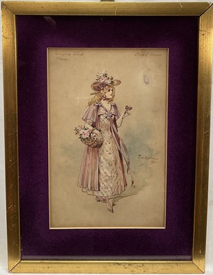 Lot 97 - Wilhelm John Charles Pitcher (1858-1925) watercolour - Ellaline Terriss in costume as Winifred Wood (Little Jack Sheppard) signed and dated (18) 94, 20cm x 13cm, glazed gilt frame