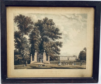 Lot 95 - Joseph Constantine Stadler (1755-1828) after William Westall (1781-1850) hand-coloured aquatint - Clare College Cambridge 'Entrance to the Avenue from Clare Hall Piece, with the new buildings of...