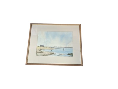 Lot 5126 - Michael Norman (b.1943), two watercolours and lithographs of Pin Mill and Walberswick, together with another watercolour of Walberswick, a limited edition print of Southwold Marsh and a Mary Gun...