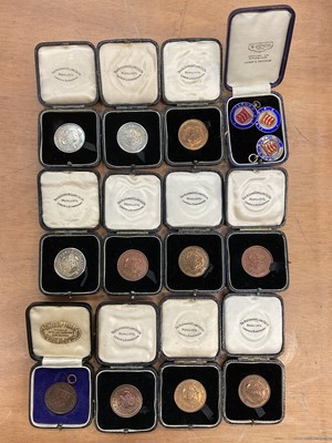 Lot 2922 - Collection of old sports medals to include silver and bronze