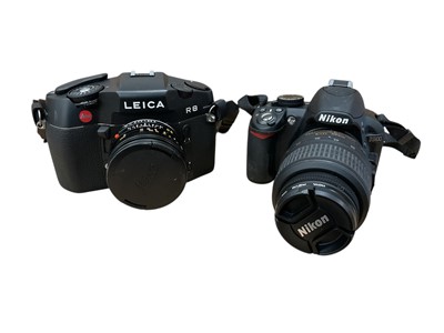 Lot 2853 - Leica R8 camera, Nikon D3100 camera in box, Pentax camera and accessories