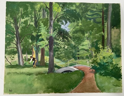 Lot 145 - József Bato (1888-1966) gouache on paper - The Gardener, signed and dated 1930, 48cm x 62cm, unframed