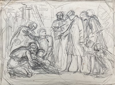 Lot 139 - Attributed to George Richmond (1809-1896) pencil sketch, group of figures, 15cm x 20cm, in mount, unframed