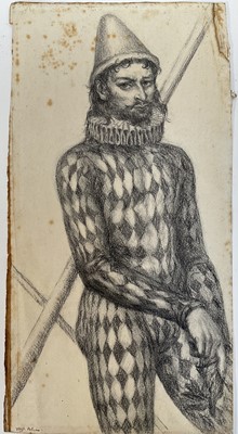 Lot 136 - Hugh Robson (1929-2000) pencil on paper - Harlequin, signed, 34cm x 17cm, unframed