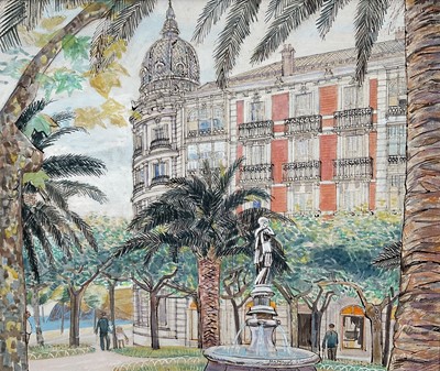 Lot 138 - Margaret Shaw (1917-1983) ink and watercolour - Grand Hotel Castro Urdiales, signed, 32cm x 38cm, in mount, unframed