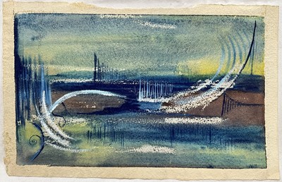 Lot 131 - Patricia Sver mixed media on paper - abstract landscape, 13cm x 22cm, unframed