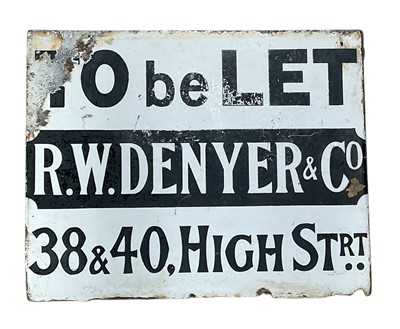 Lot 60 - Vintage enamel double sided Estate Agents sign 'R.W. Denyer & Co", 38 x 30.5cm.