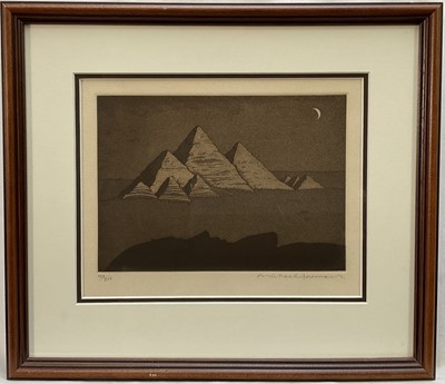 Lot 102 - Michael Foreman (b. 1938) limited edition etching - An Egyptian Landscape, 1982, signed and numbered 141/500, 13cm x 18cm, in glazed frame