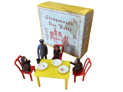 Lot 2076 - F.G. Taylor & Sons Ltd Zoo Series No. 179 - Chimpanzees' Tea Party, and Farm Series No 169 - The Village Blacksmith (2)