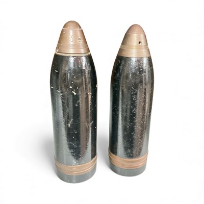 Lot 747 - Two First World War artillery shells, one dated 1917, each 29.5cm in height.