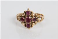 Lot 3386 - Victorian five stone garnet cluster ring with...