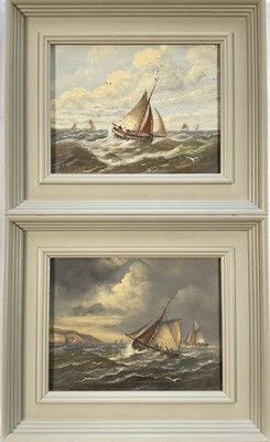 Lot 230 - Christopher Mark Maskell (1846-1933) pair oils on canvas - Marine scenes, initialled, 18cm x 23cm, framed