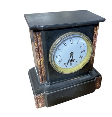 Lot 5003 - Late 19th century black slate mantle clock.