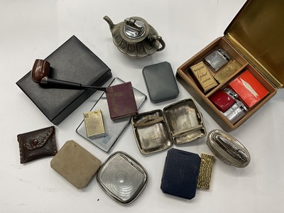 Lot 189 - Collection of lighters, mainly Ronson, other smoking related items and a silver cigarette case