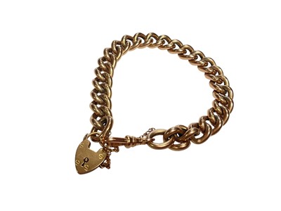 Lot 74 - Edwardian 9ct rose gold curb link bracelet with padlock clasp
