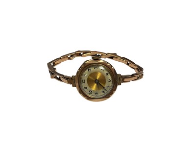 Lot 75 - 1920s 9ct rose gold ladies wristwatch on a 9ct rose gold expandable bracelet