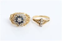 Lot 3391 - 1970s sapphire and diamond cluster ring with a...