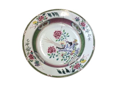 Lot 5172 - Large 18th century Chinese Famille rose porcelain basin decorated with exotic birds and flowers