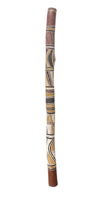 Lot 967 - Mid 20th century didgeridoo, Oenpelli, Gunbalanya community, Injalak Hill, with ochre ornament