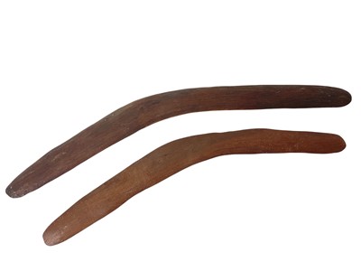 Lot 969 - Two antique boomerangs, probably 19th century, stone cut