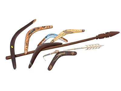 Lot 146 - Collection of Boomerangs and other tribal pieces