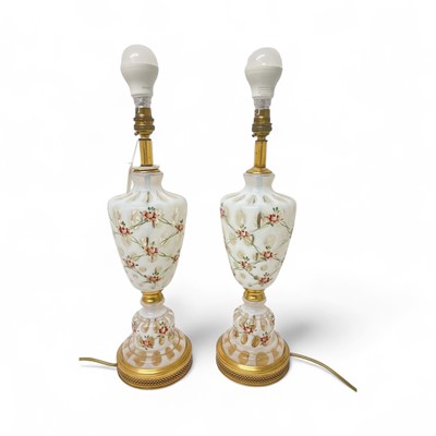 Lot 251 - Pair of early 20th century Bohemian glass table lamps