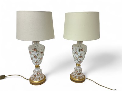 Lot 251 - Pair of early 20th century Bohemian glass table lamps