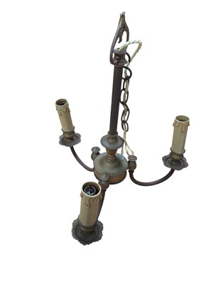 Lot 5025 - Late 19th century brass three branch light fitting, believed to have come from an Embassay