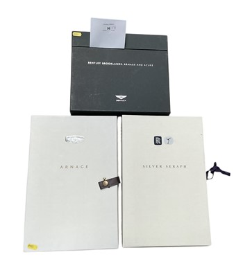 Lot 56 - 1998 Bentley Arnage and Rolls-Royce Silver Seraph Press launch packs and Bentley Brooklands, Arnage and Azure luxury brochures in box (3)