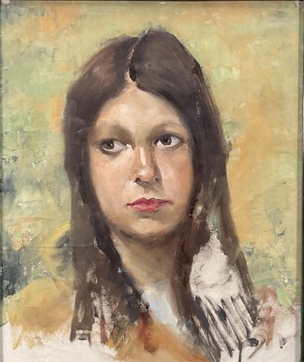 Lot 107 - English School, 20th century oil on paper sketch of a girl, 35cm x 30cm, glazed frame